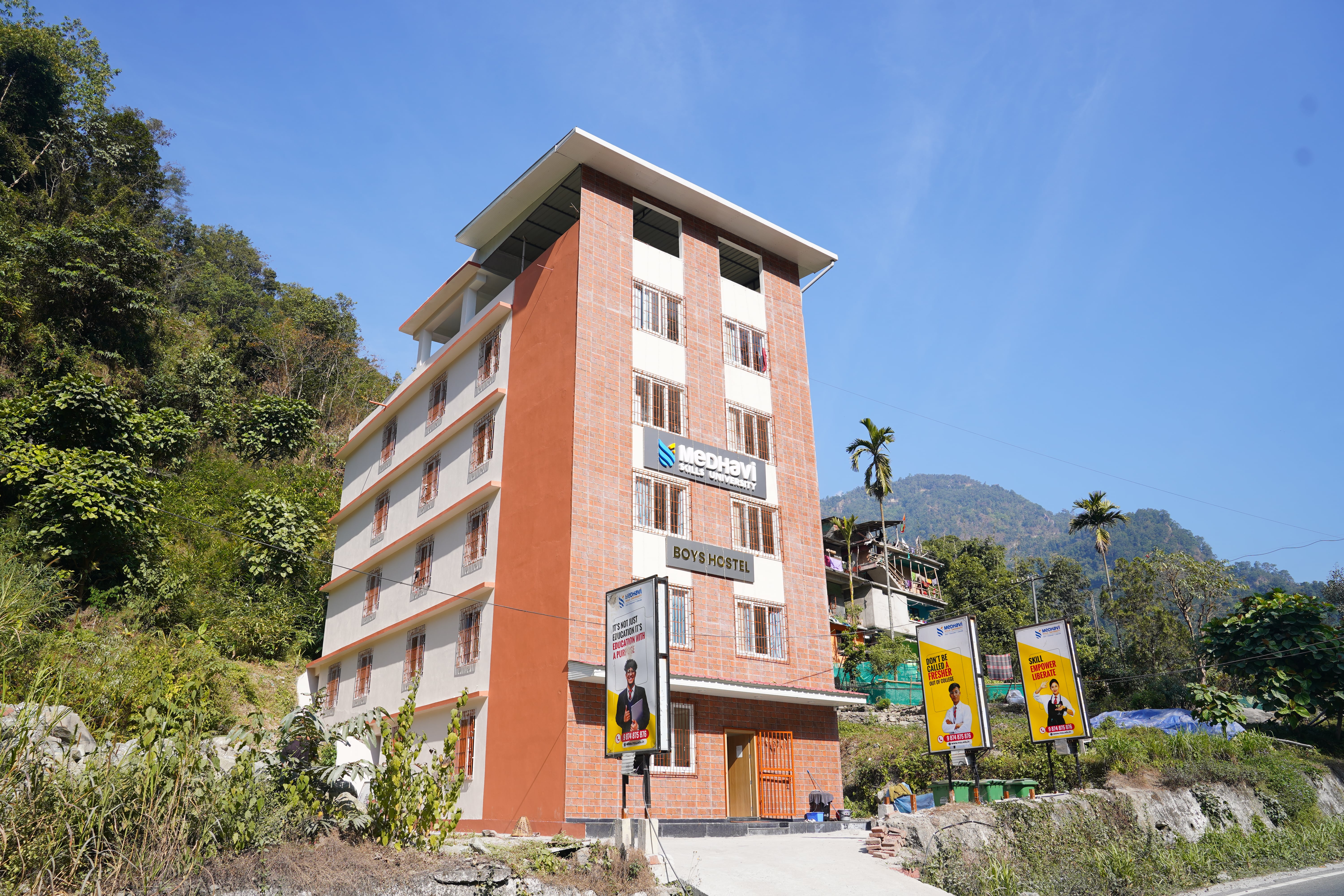 Peaceful hostel surroundings inside campus